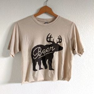 Next Level - hand cropped BEER graphic tee shirt
